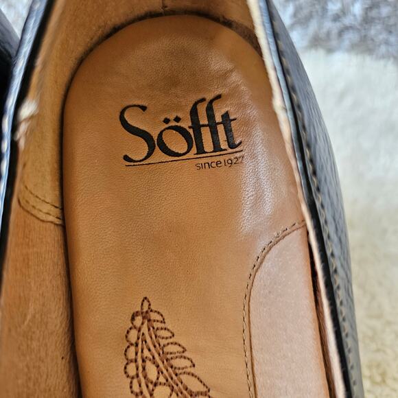 Sofft Women's Cordelia Leather Pebble Heeled Slip On Loafers Size 8N Black Fairy - Picture 4 of 7